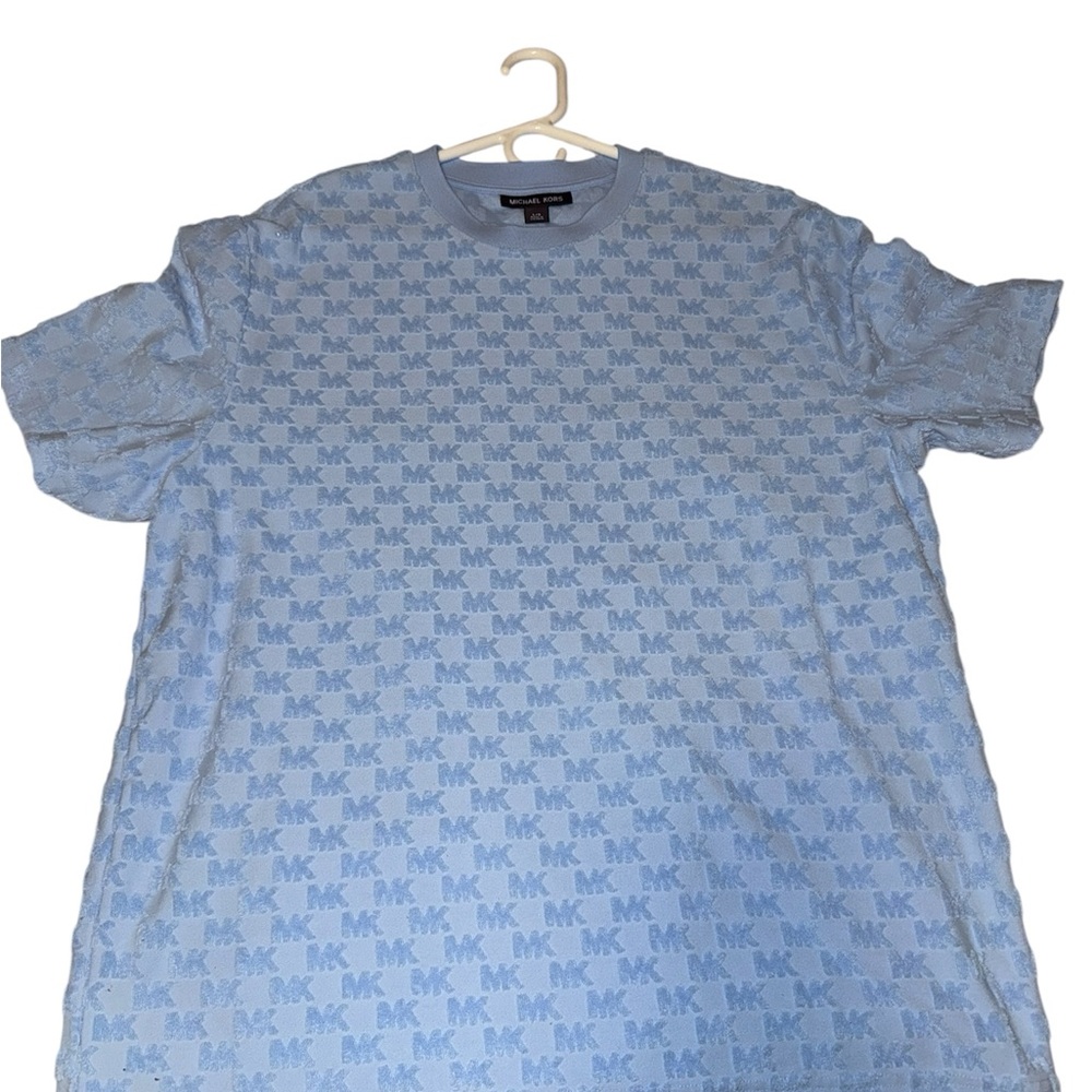 Michael Kors Light Blue Patterned Tee - image 1